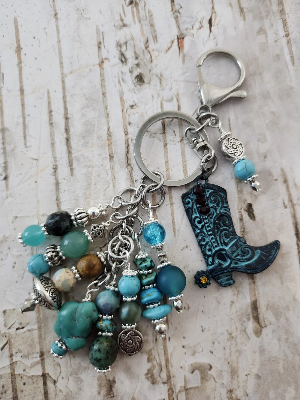 Western Boot Purse Charm or Keychain Aventurine Jasper Handcrafted
